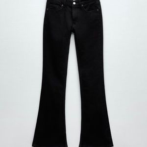 Black, flare, low rise Zara jeans.
